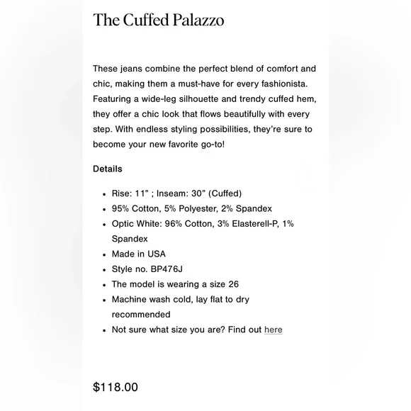 NWT JBD. - Just Black Denim - Cuffed Palazzo Light Denim Jeans Size 28 - Picture 3 of 10